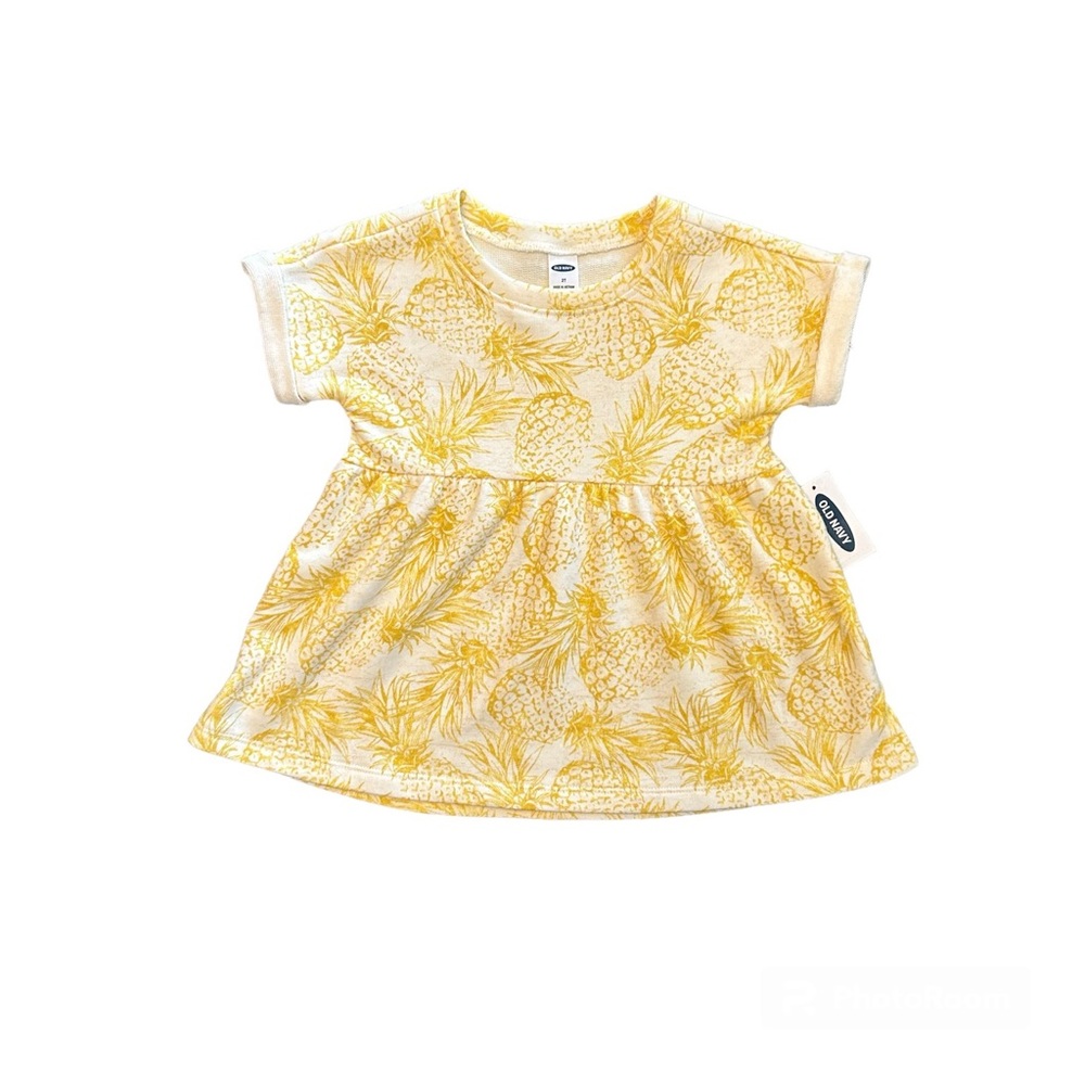 Old Navy yellow pineapple print short sleeve tunic top size 2T NEW